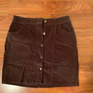 Button down ribbed mini skirt